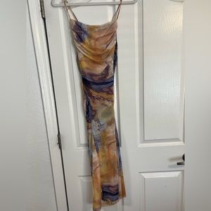 Multicolor neutral tank slip midi dress for formal or casual wear